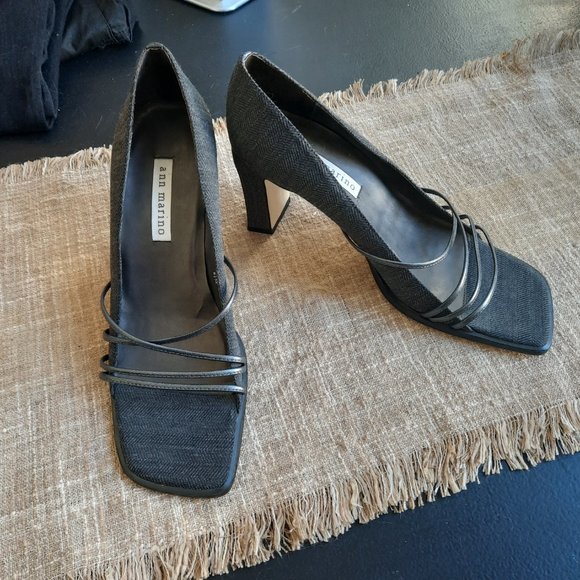 Vintage Ann Marino Strappy Square Open Toe Heels, Size 8.5 - Picture 1 of 10